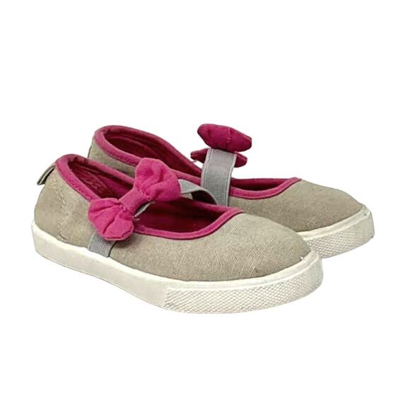 Faded Glory Girls Tan Pink Canvas Slip On Shoes Size 7 - Picture 1 of 12
